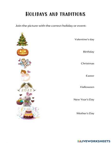 Holidays and traditions - simple present worksheet